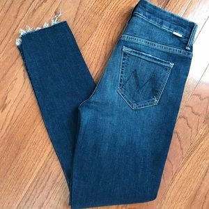 Mother High Waisted Looker Ankle Frayed Jeans 25